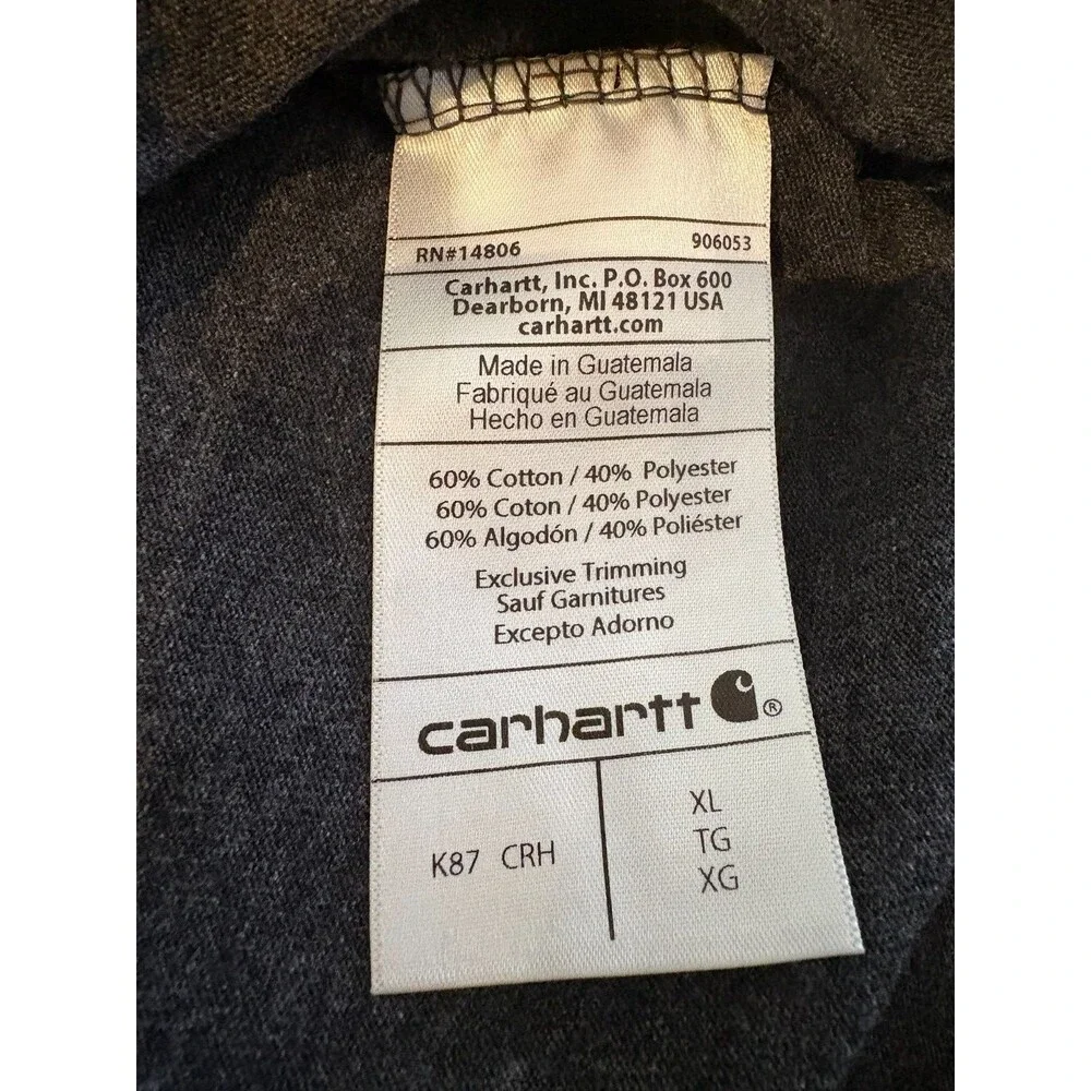 CARHARTT Shirt Mens XL loose Fit Short Sleeve Tee Crew Neck Work Cotton Blend - Picture 8 of 9